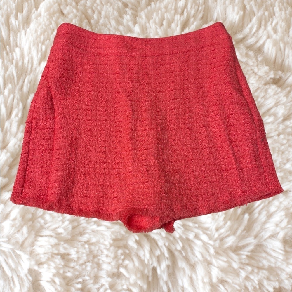 Zara Red Tweed Women's Skorts - Picture 2 of 5